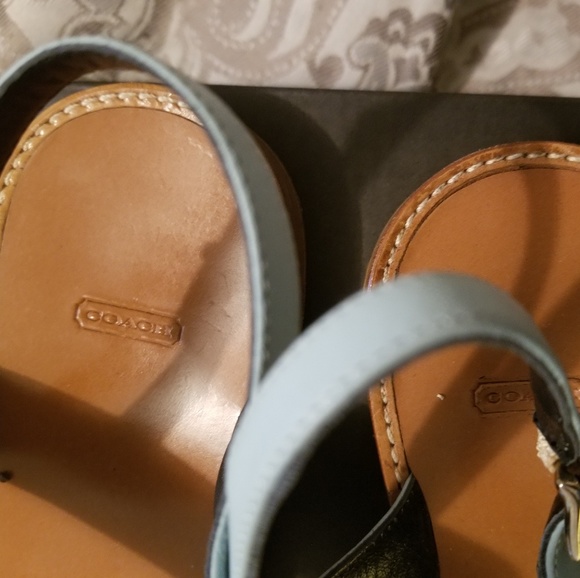 Powder Blue Coach sandals. - Picture 11 of 13